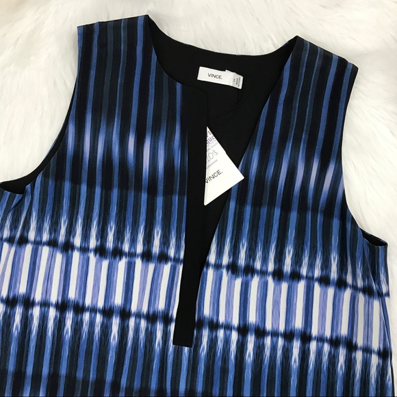 NEW Vince blue tie die Vneck dress - Picture 6 of 7